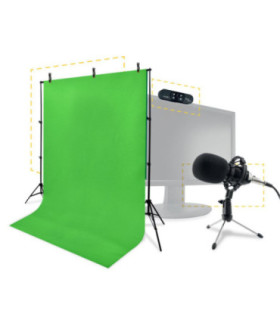 Pack Streamer Steelplay Pro HD 4 en 1 Pack - Micro + Webcam + Croma + Trípode